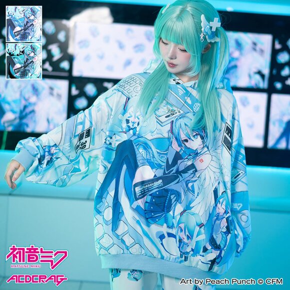 ACDC RAG x Hatsune Miku Forever Light Blue Oversized Hoodie - Picture 3 of 8